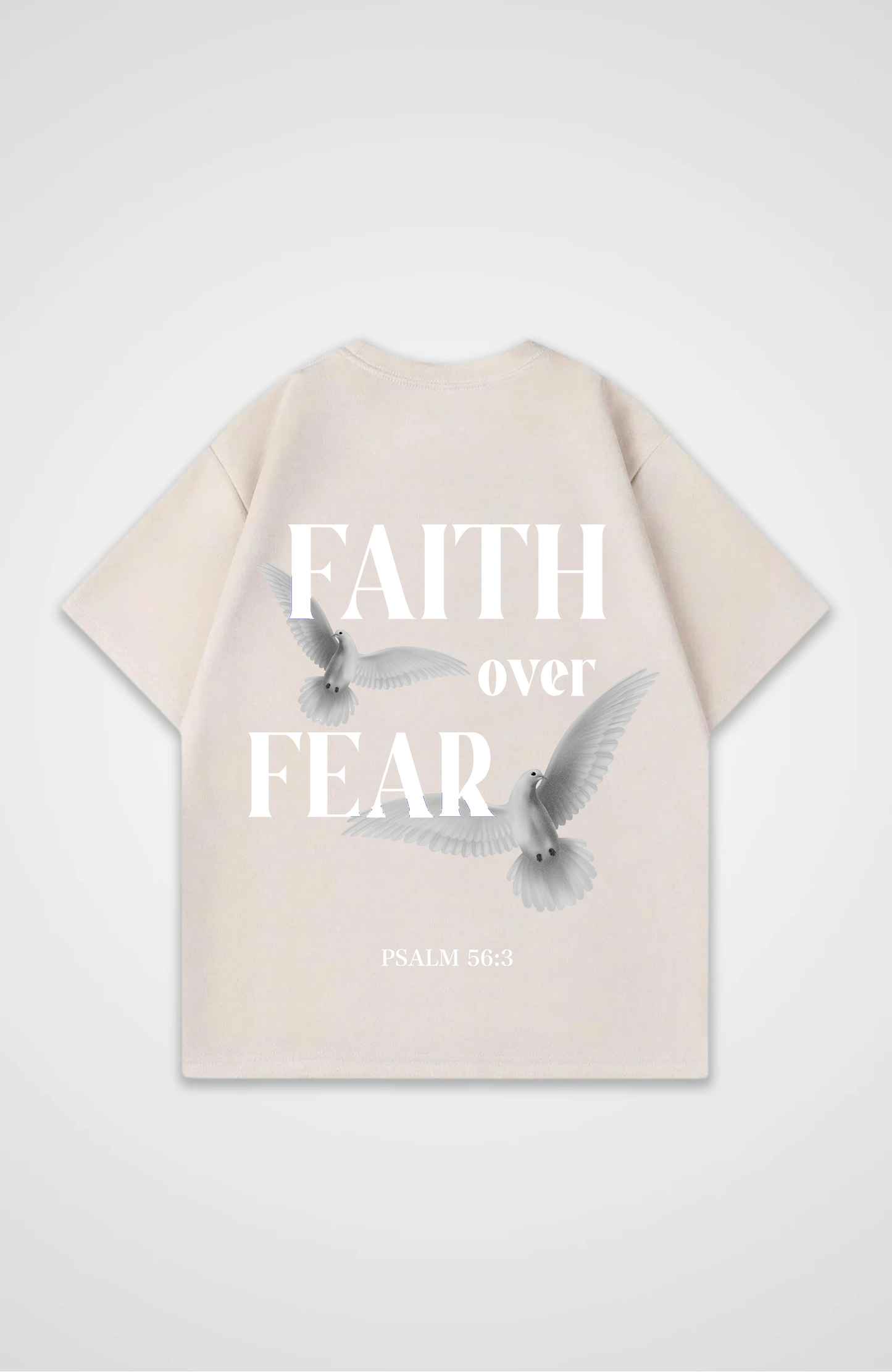 Faith Over Fear Vögel Weiß Oversized Shirt