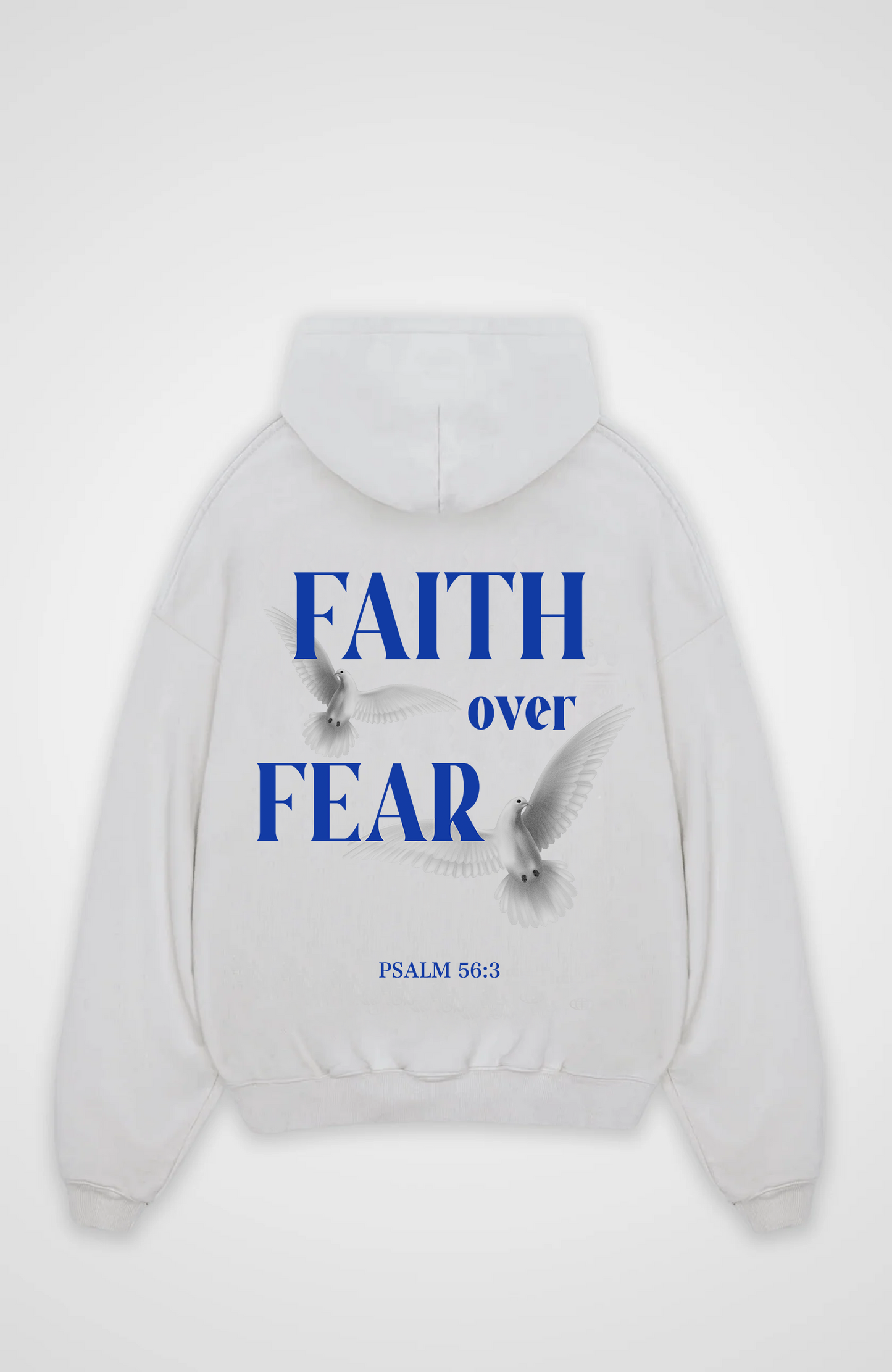 Faith over Fear Vögel Blau Oversized Hoodie
