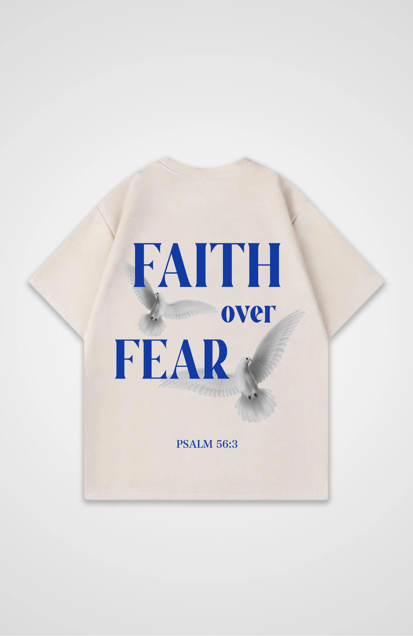 Faith Over Fear Vögel Blau Oversized Shirt
