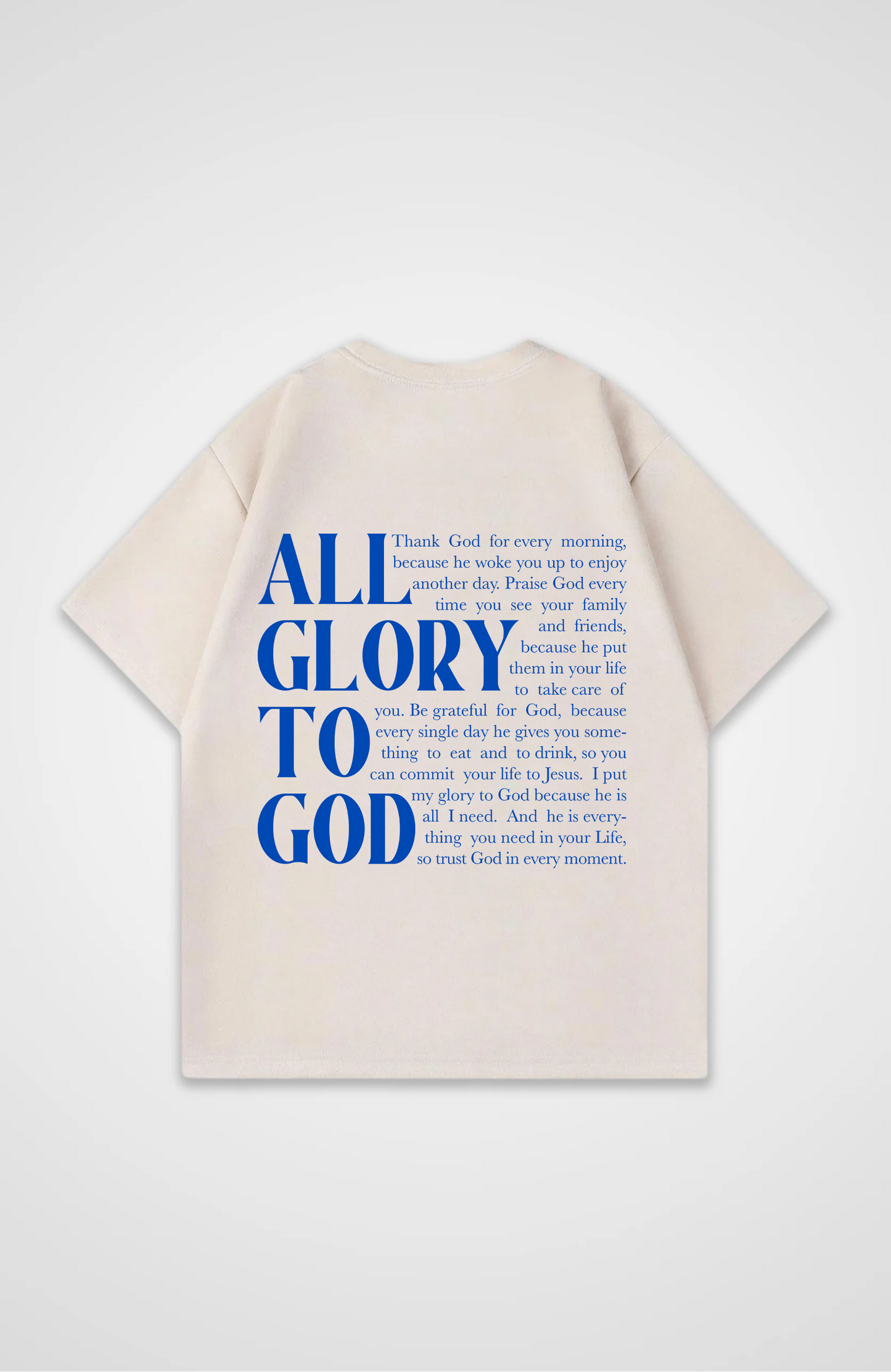 All for his Glory Text Blau Oversized Shirt