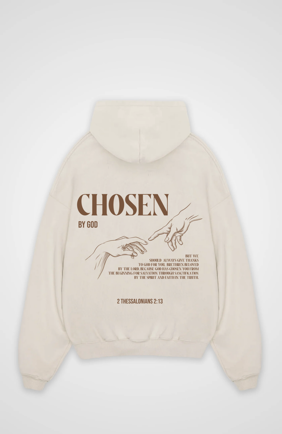 Chosen by God Oversized Hoodie - Beige Back (Designed)