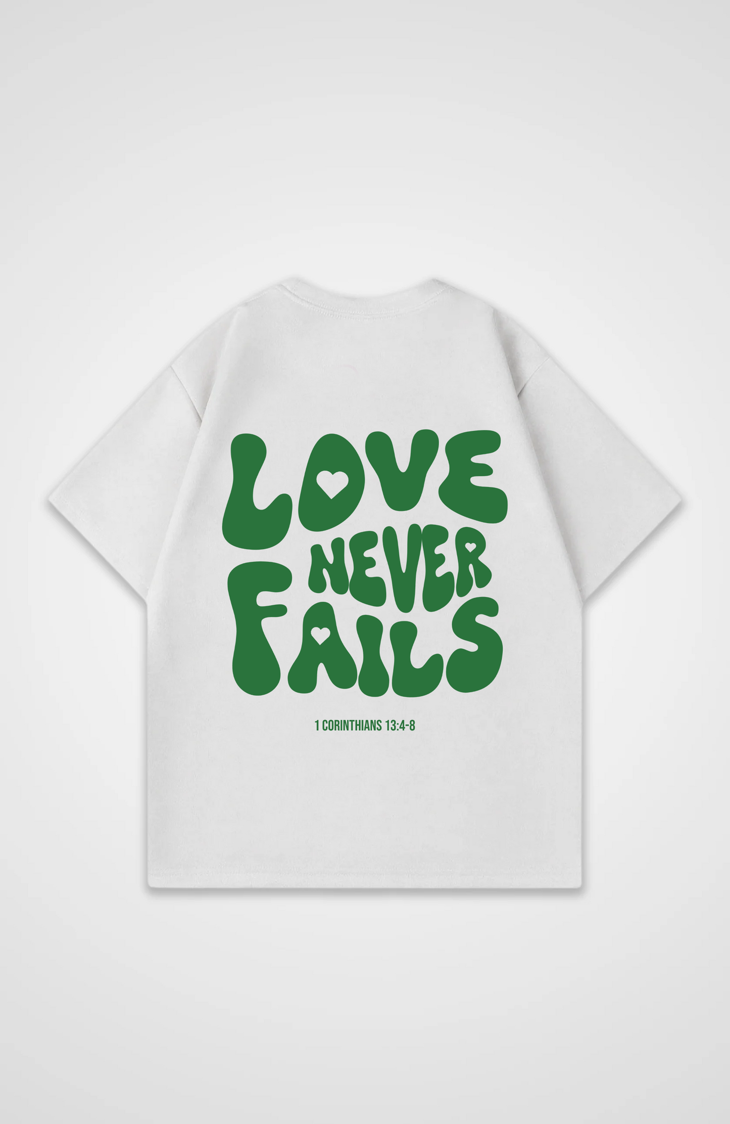 Love Never Fails Grün Oversized Shirt