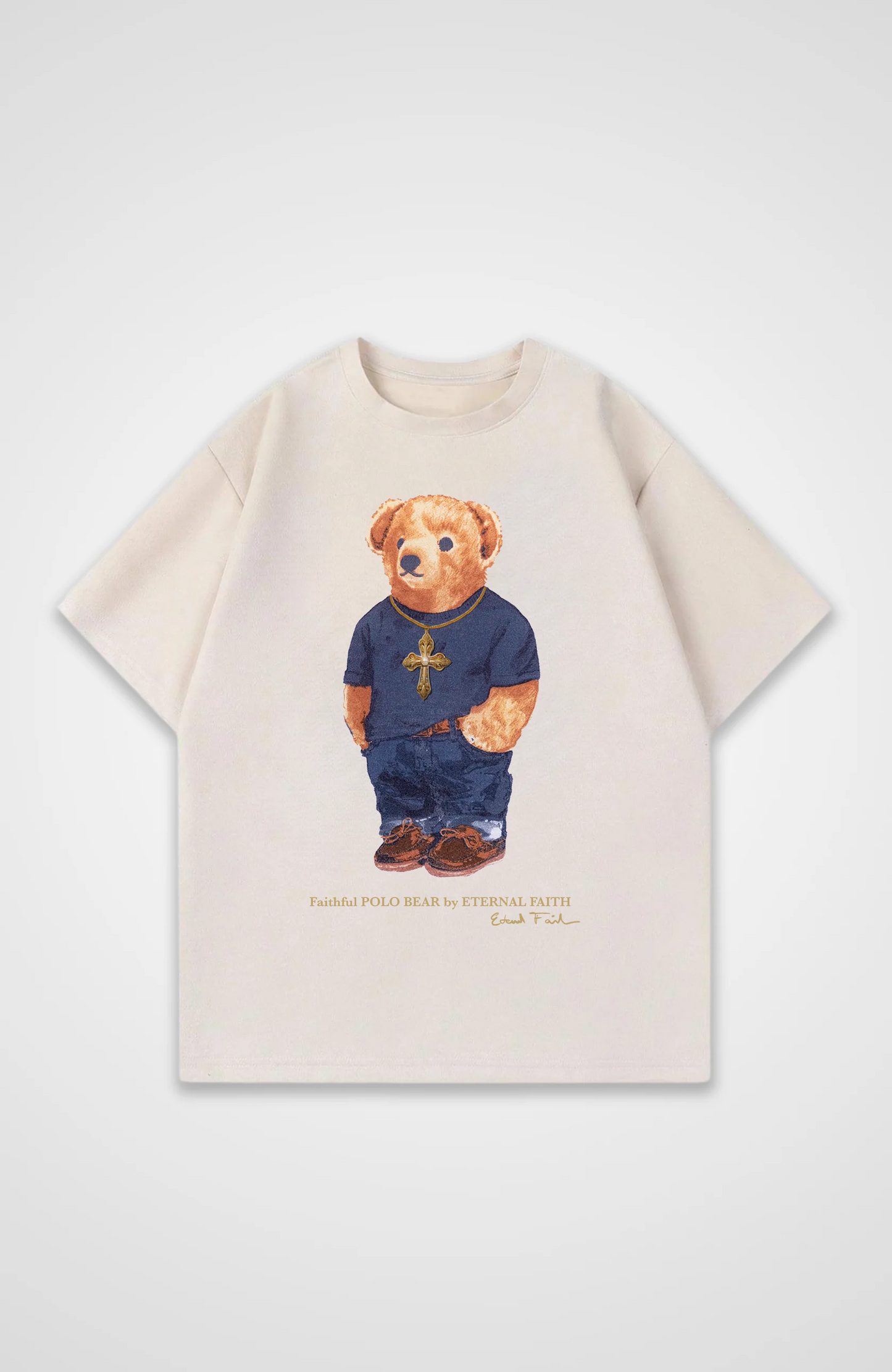 Bear with Gold chain Oversized Shirt