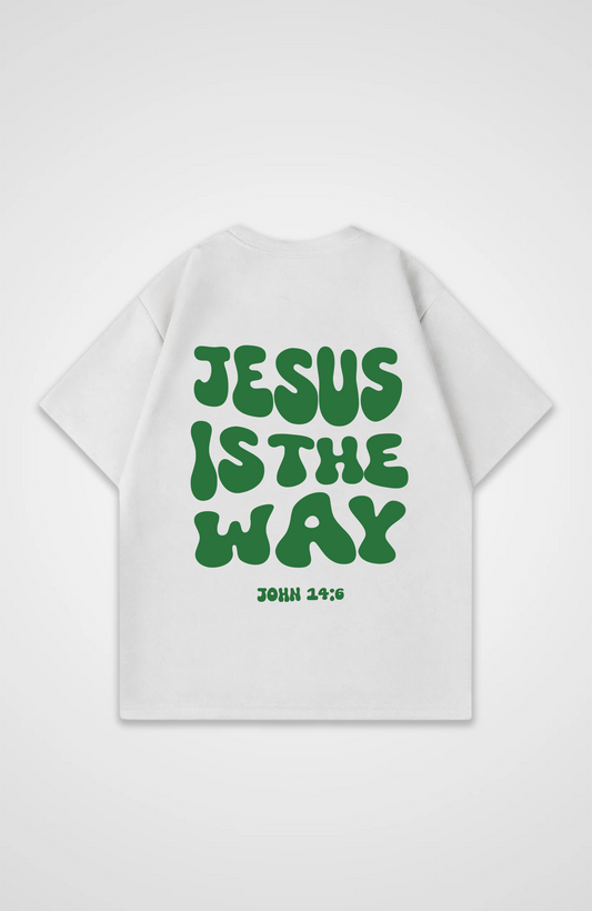 Jesus is the Way Grün Oversized Shirt