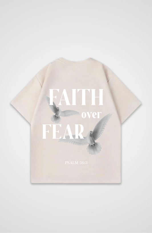 Faith Over Fear Vögel Weiß Oversized Shirt
