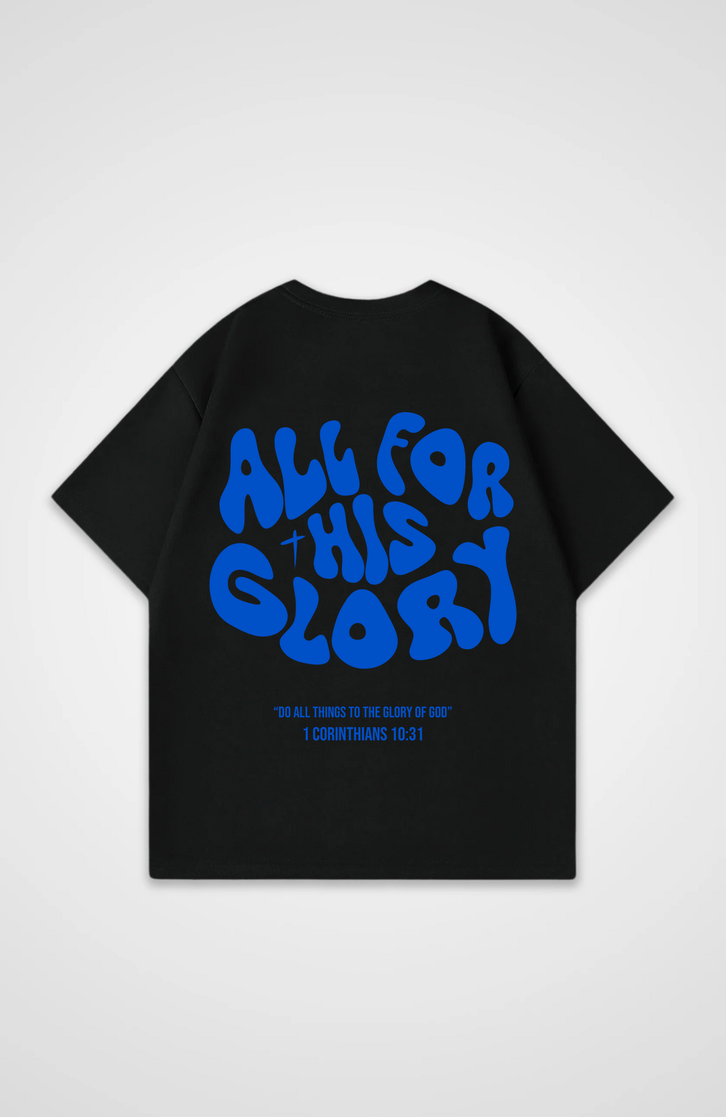 All for his Glory Blau Oversized Shirt Beginn