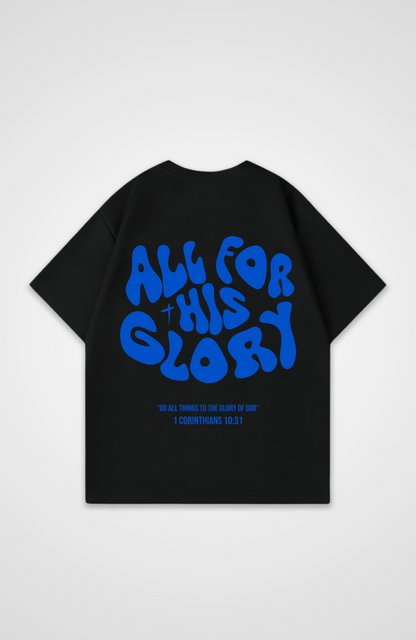 All for his Glory Blau Oversized Shirt Beginn
