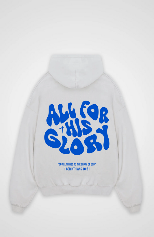 All for his Glory Blau Oversized Hoodie