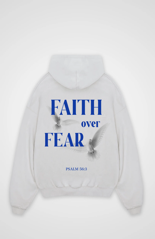 Faith over Fear Vögel Blau Oversized Hoodie