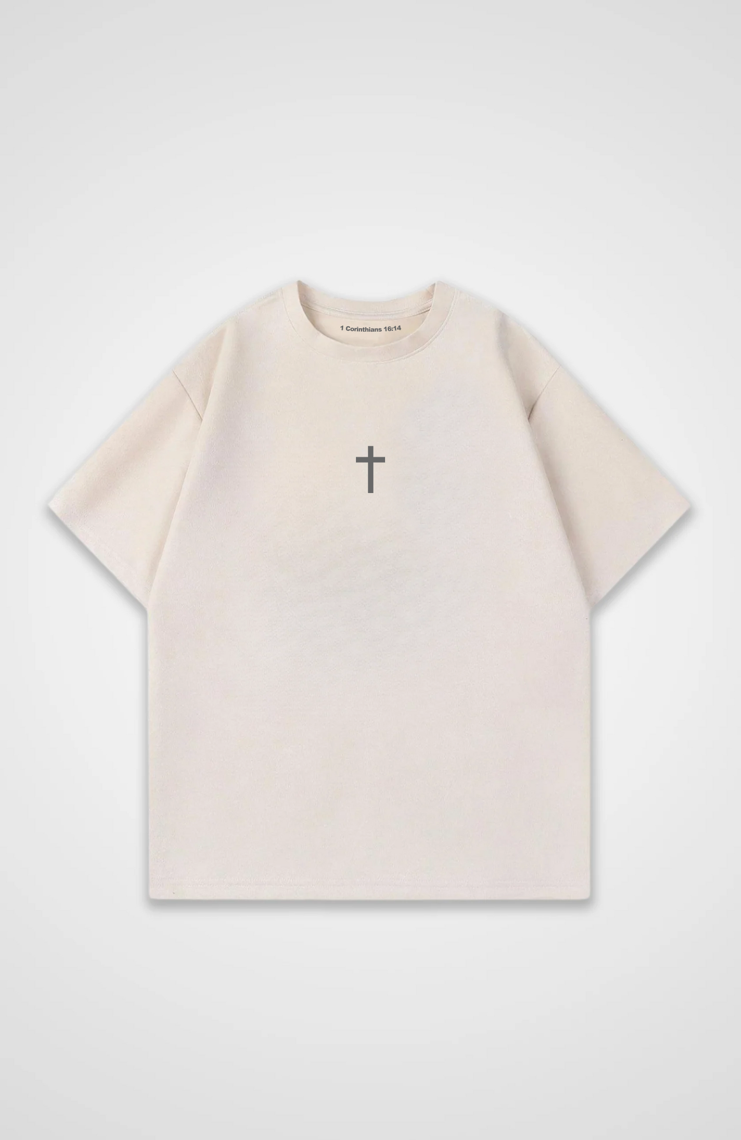 Faith over Fear Oversized Shirt - Beige Front Base