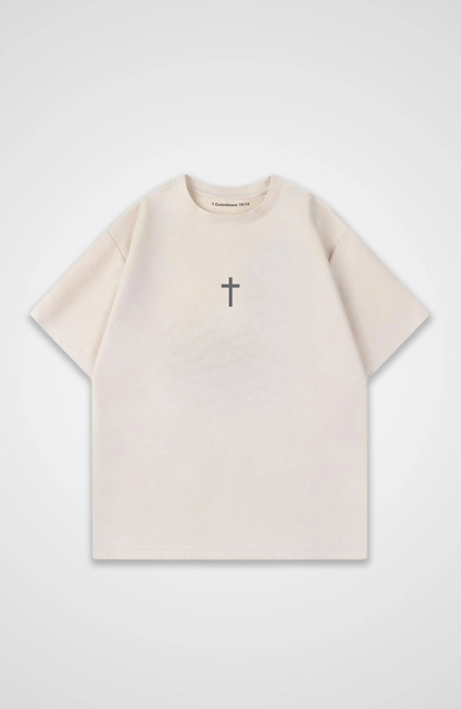 All Glory to God Oversized Shirt - Beige Front Base