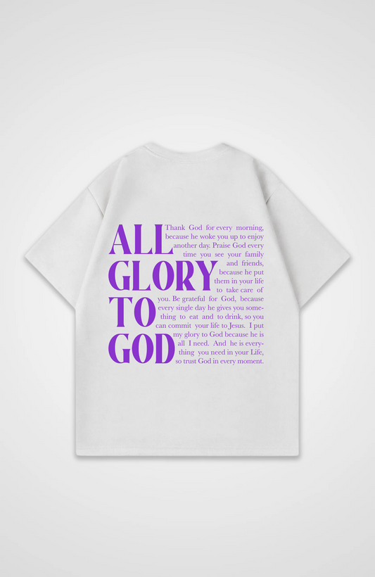 All for his Glory Text Lila Oversized Shirt