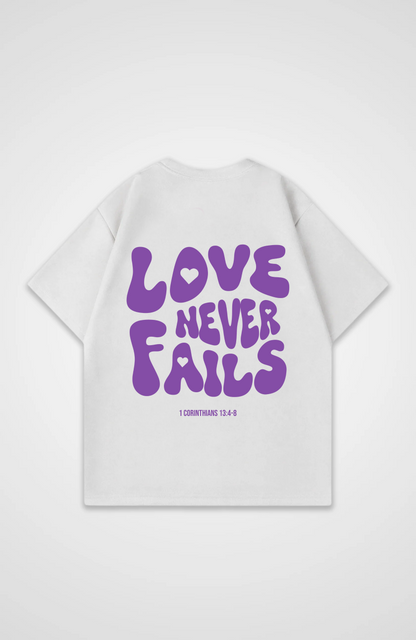 Love Never Fails Lila Oversized Shirt