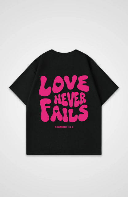Love Never Fails Pink Oversized Shirt