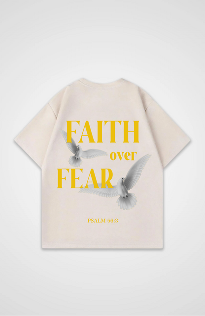 Faith Over Fear Vögel Gelb Oversized Shirt