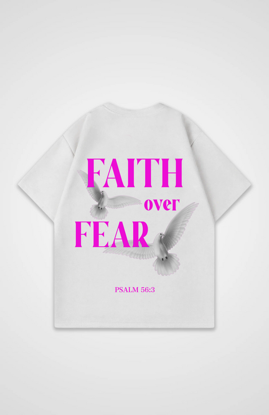 Faith Over Fear Vögel Pink Oversized Shirt