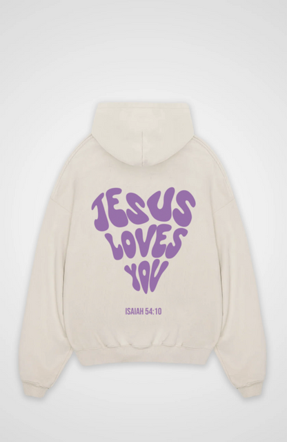 Jesus Loves You (Herz) Lila Oversized Hoodie
