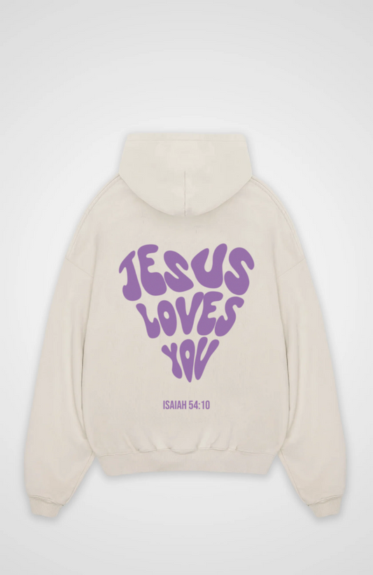 Jesus Loves You (Herz) Lila Oversized Hoodie
