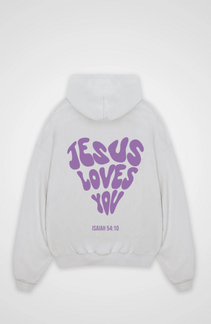 Jesus Loves You (Herz) Lila Oversized Hoodie