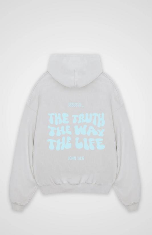 Jesus the way the... Baby Blau Oversized Hoodie
