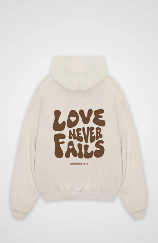 Love never fails Braun Oversized Hoodie