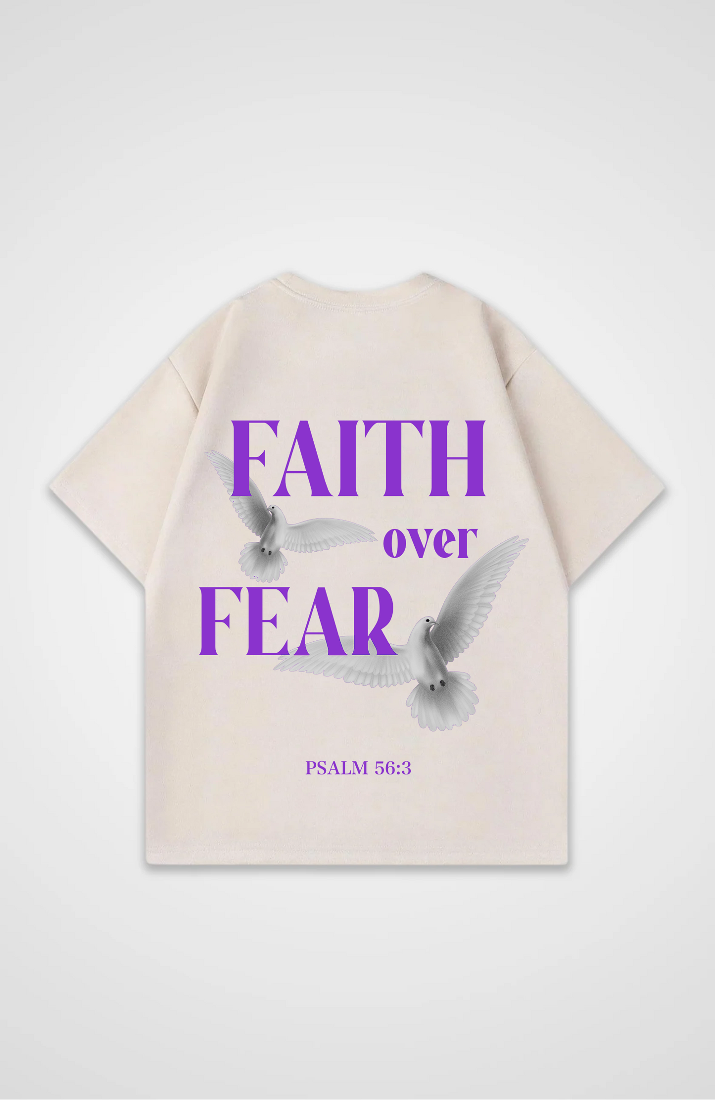 Faith Over Fear Vögel Lila Oversized Shirt