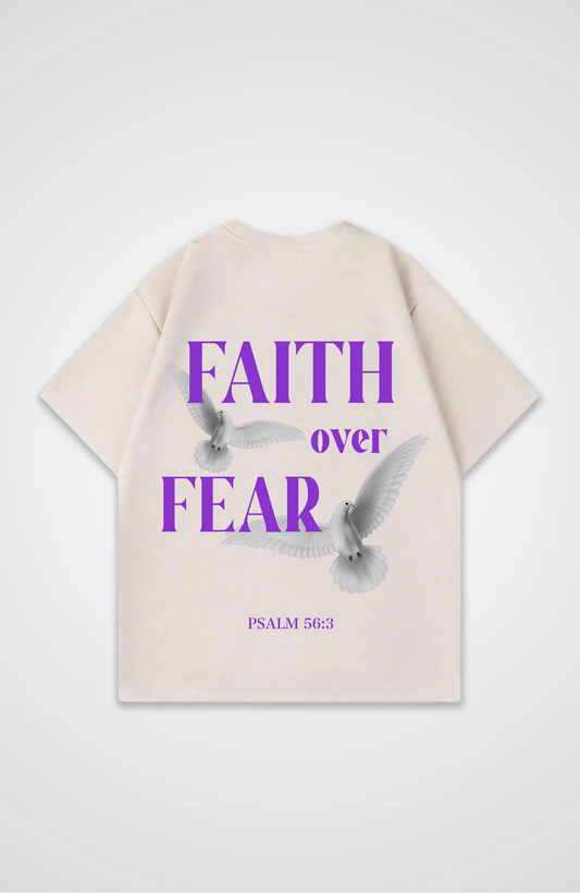 Faith Over Fear Vögel Lila Oversized Shirt