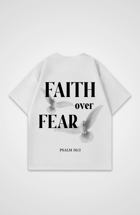 Faith Over Fear Vögel Schwarz Oversized Shirt