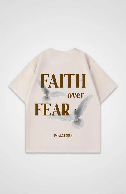Faith Over Fear Vögel Braun Oversized Shirt