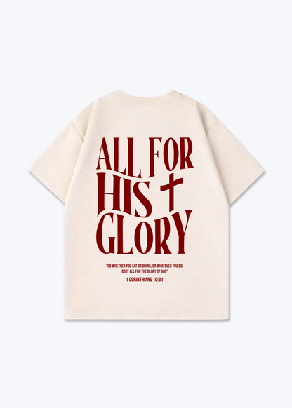 All for his Glory Oversized Shirt - Beige Back (Designed)
