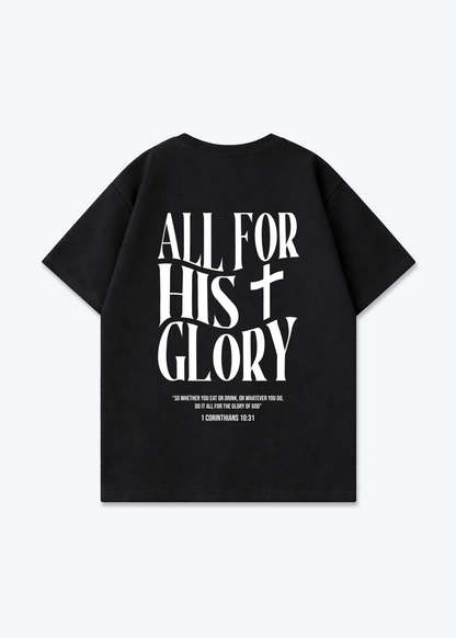 All for his Glory Oversized Shirt - Black Back (Designed)