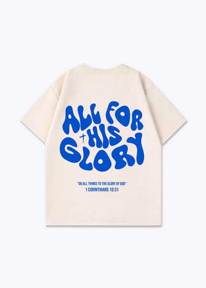 All for his Glory Oversized Shirt - Beige Back (Designed)