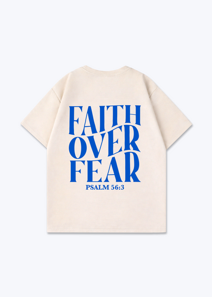 Faith over Fear Oversized Shirt - Beige Back (Designed)