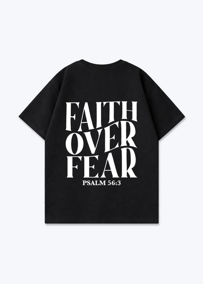 Faith over Fear Oversized Shirt - Black Back (Designed)