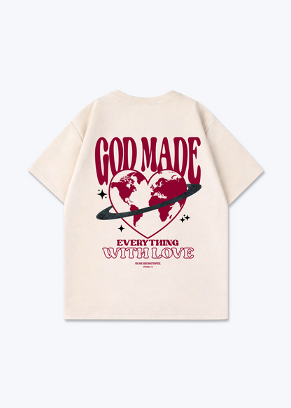 God Made Oversized Shirt - Beige Back (Designed)