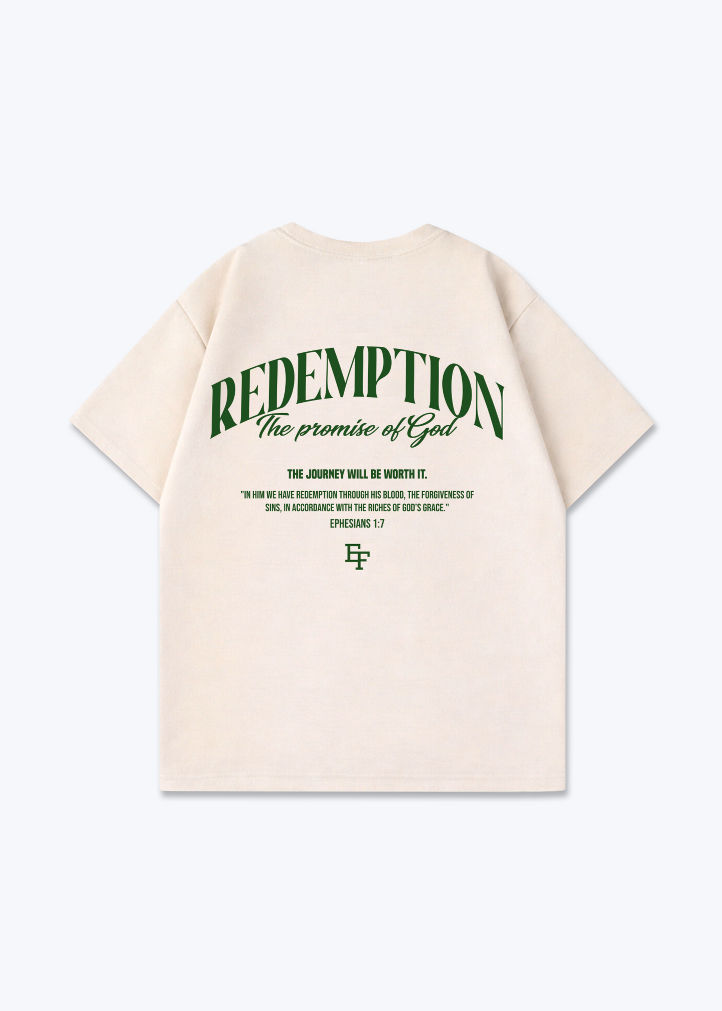 Redemption Oversized Shirt - Beige Back (Designed)