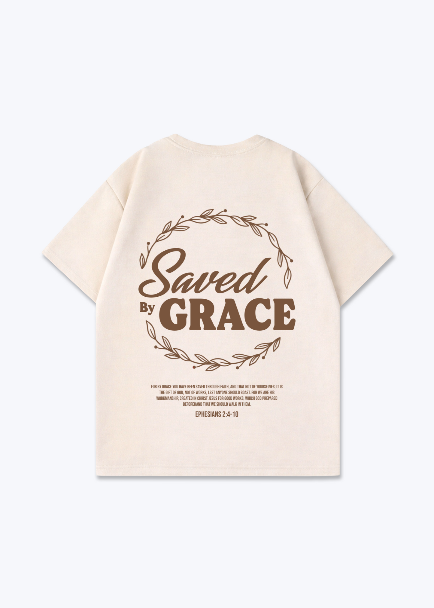 Saved by Grace Oversized Shirt - Beige Back (Designed)