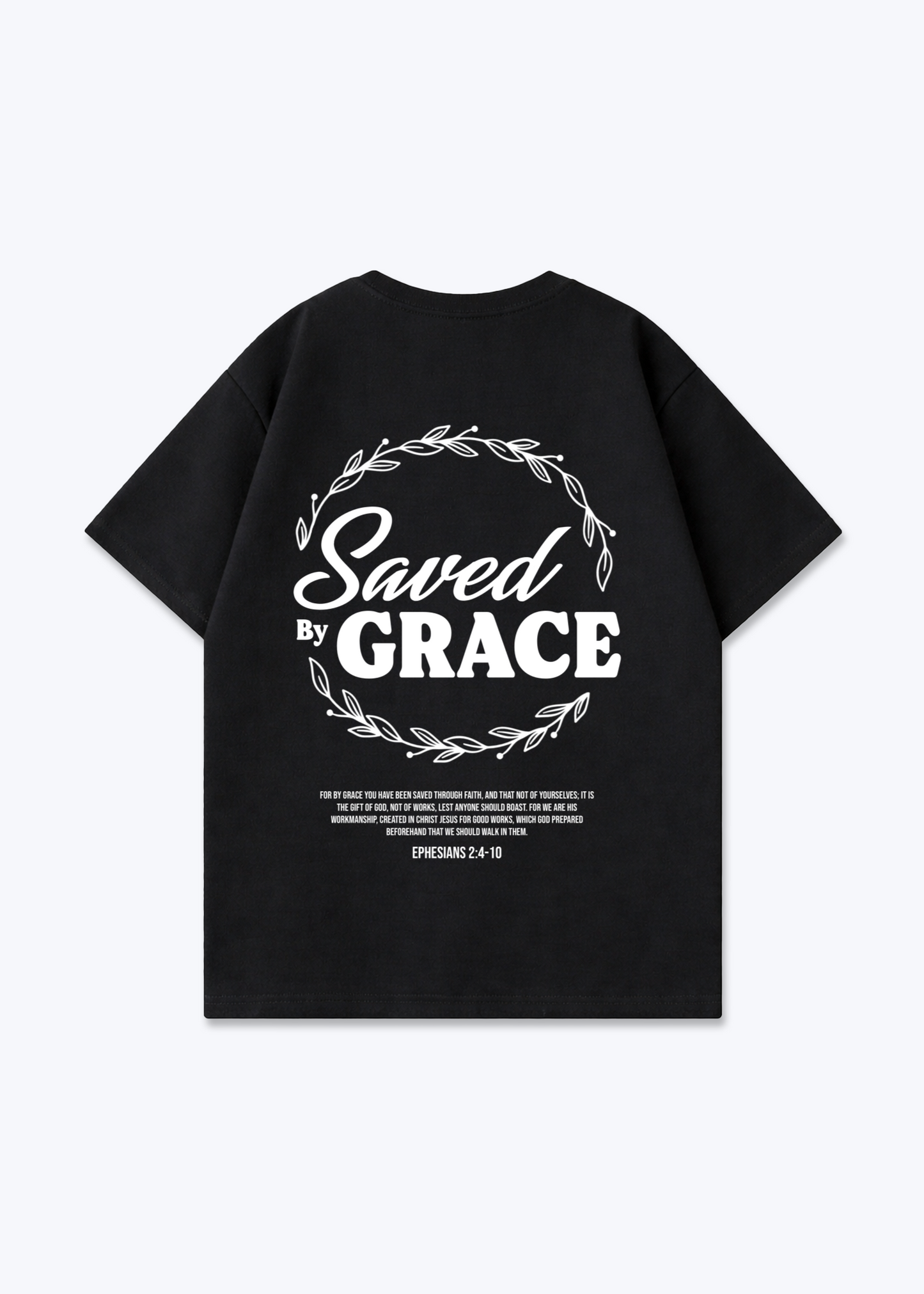 Saved by Grace Oversized Shirt - Black Back (Designed)