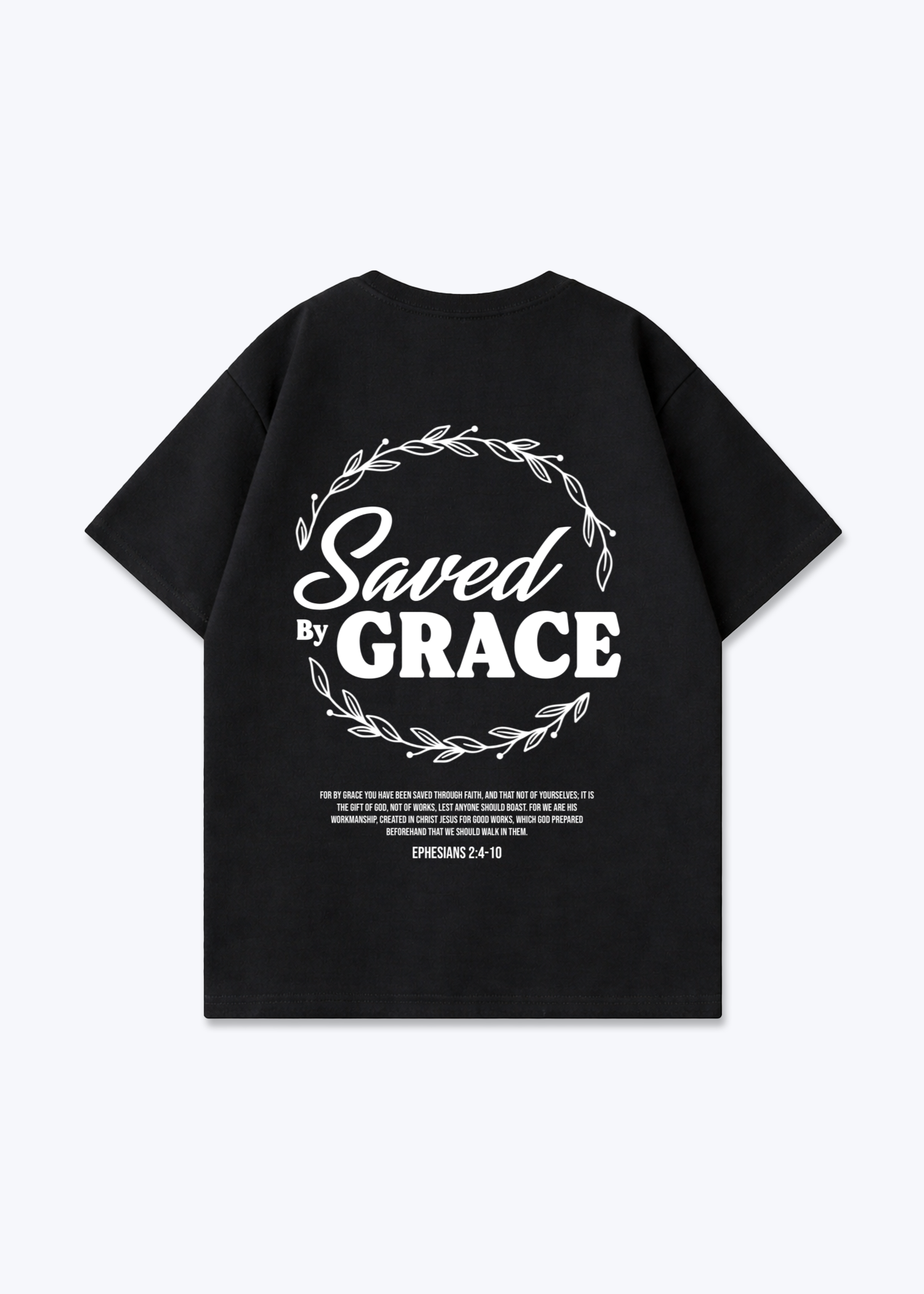 Saved by Grace Oversized Shirt - Black Back (Designed)
