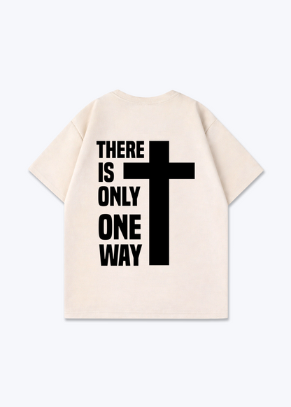 There is only one Way Oversized Shirt - Beige Back (Designed)