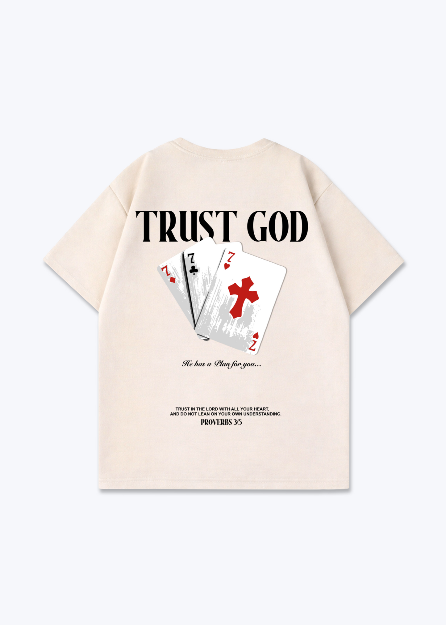 Trust God Oversized Shirt - Beige Back (Designed)