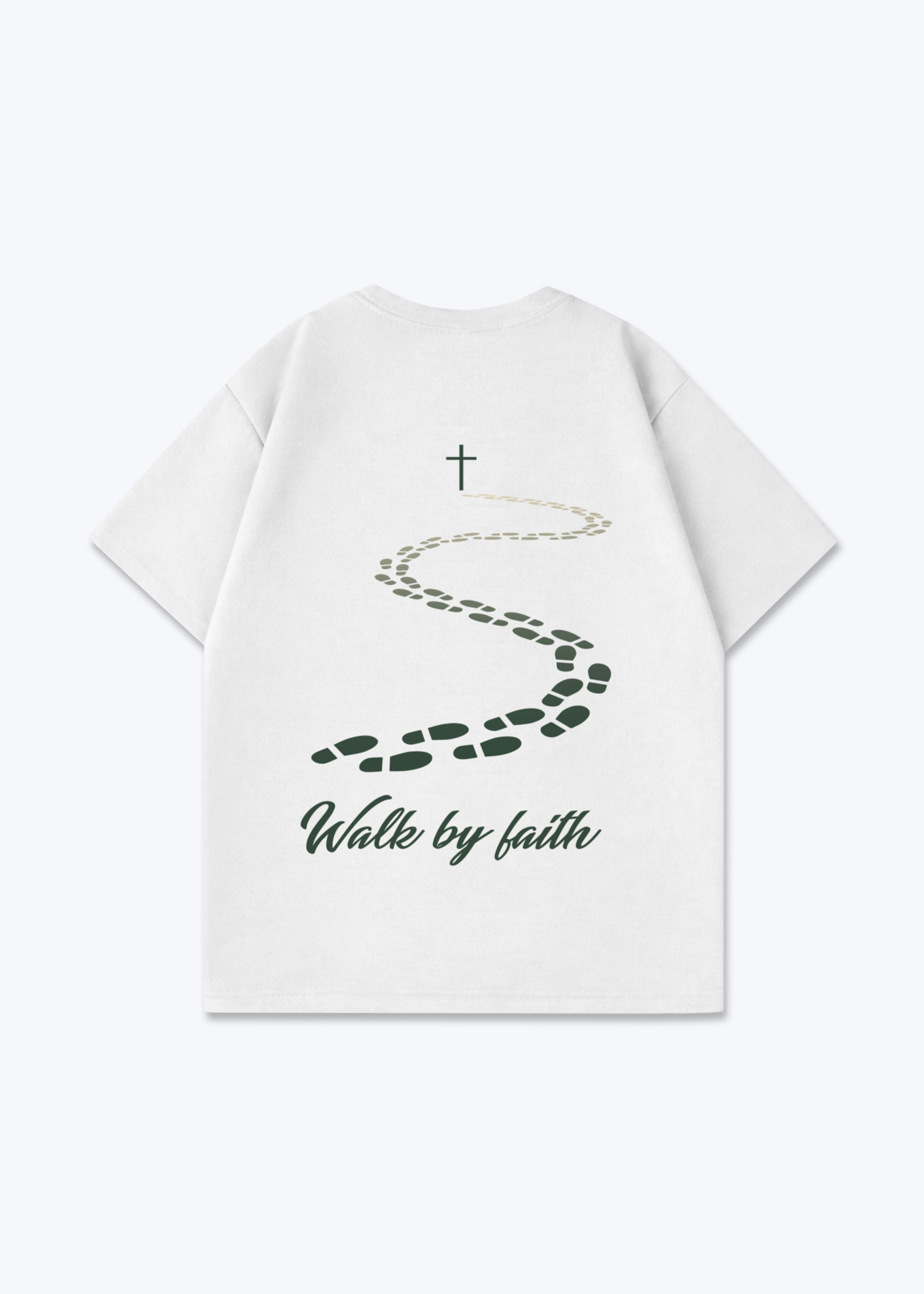 Walk by Faith Oversized Shirt - White Back (Designed)