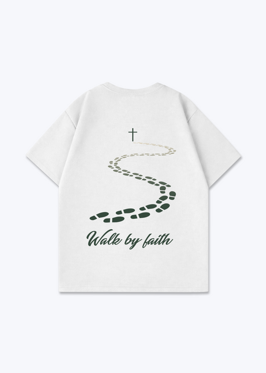 Walk by Faith Oversized Shirt - White Back (Designed)