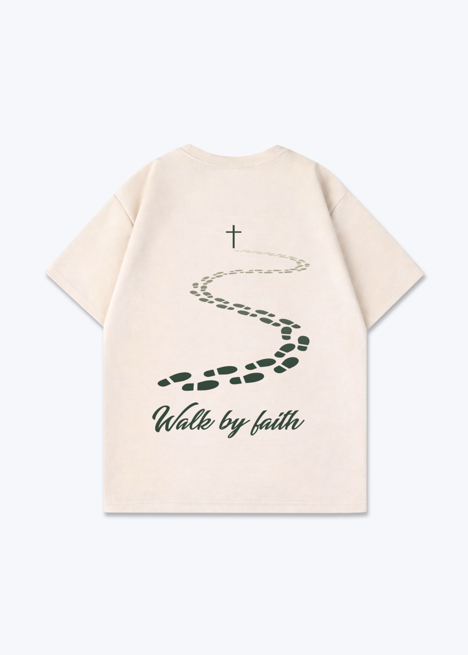 Walk by Faith Oversized Shirt - Beige Back (Designed)
