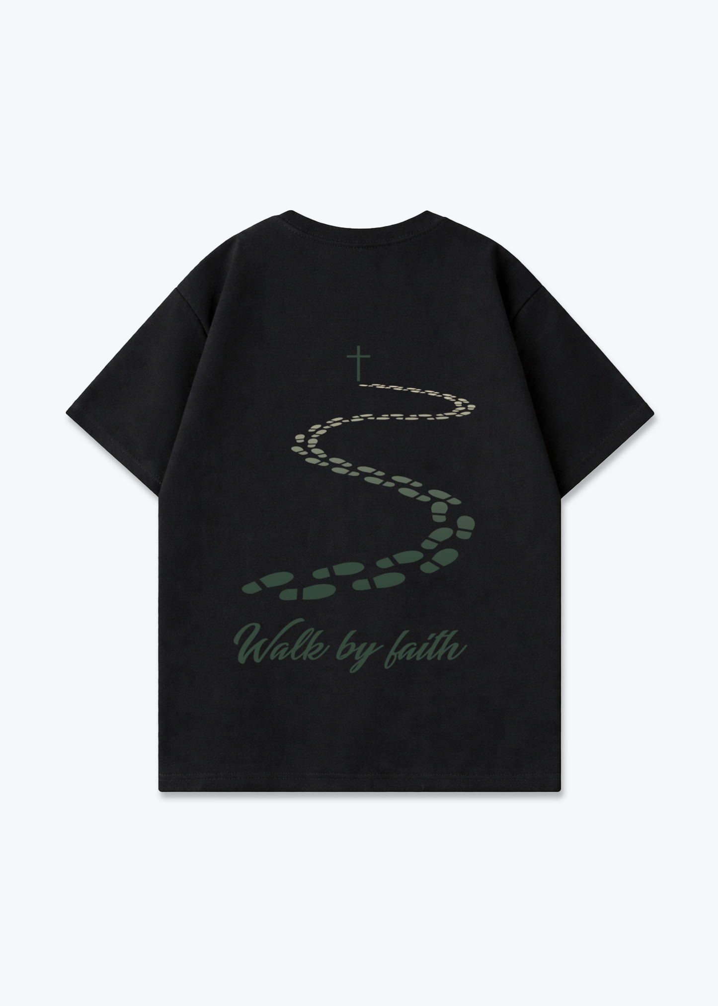 Walk by Faith Oversized Shirt - Black Back (Designed)