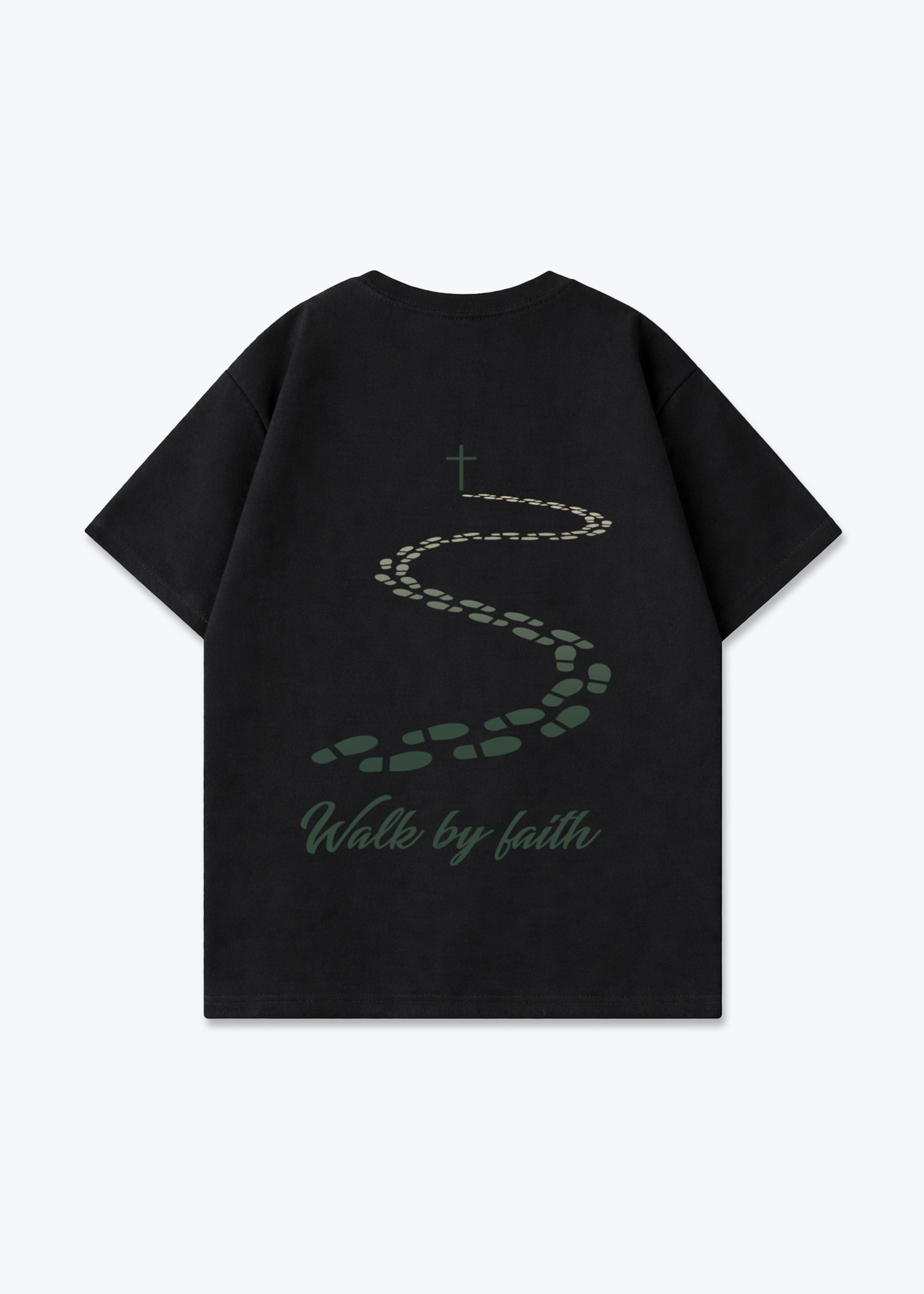 Walk by Faith Oversized Shirt - Black Back (Designed)
