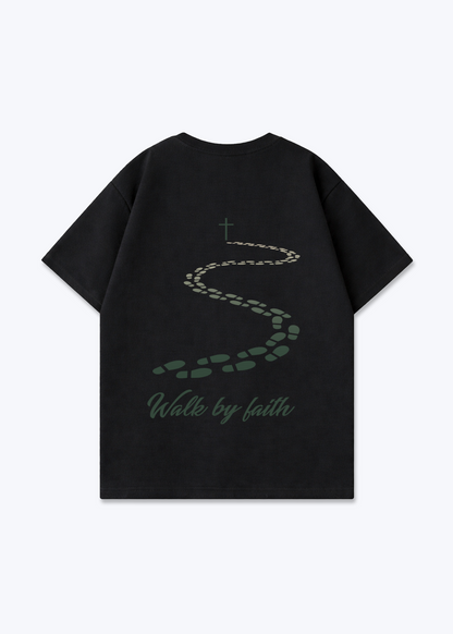 Walk by Faith Oversized Shirt - Black Back (Designed)