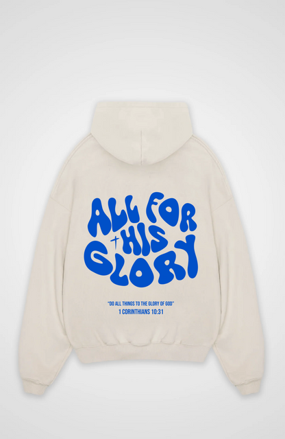 All for his Glory Oversized Hoodie - Beige Back (Designed)