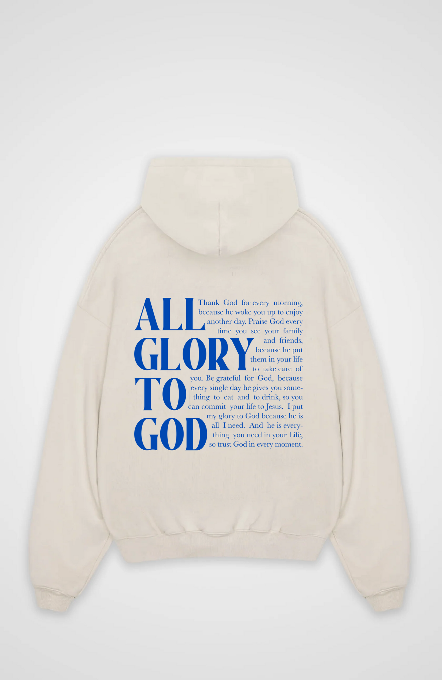 All Glory to God Oversized Hoodie - Beige Back (Designed)