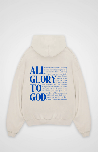 All Glory to God Oversized Hoodie - Beige Back (Designed)